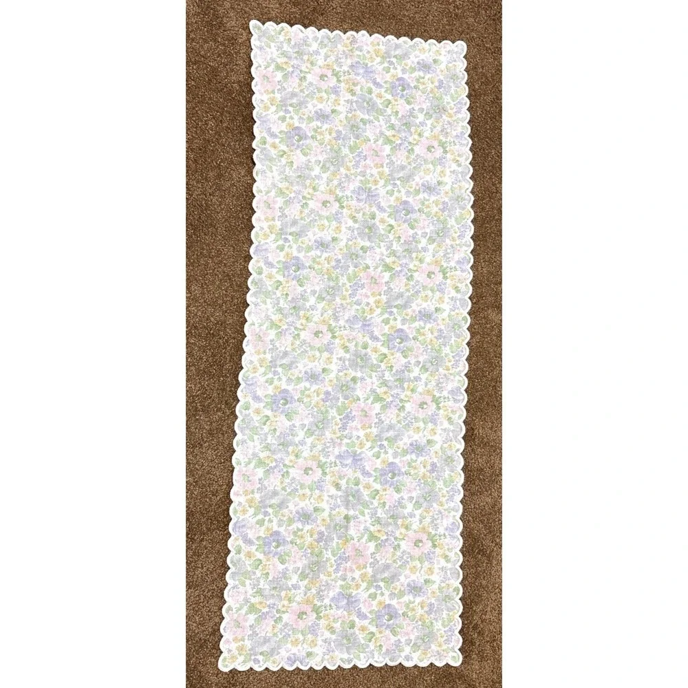 Cotton Linen table runner Vintage Floral Made in Austria Flowers 38 x 13.5